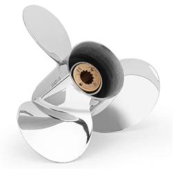 Qiluprop OEM Upgrade 10 1/2 x 13 (13 Spline) Upgrade Stainless Steel Outboard Motor Propeller Fit Mercury Engine 30-70 HP,48-855858A46,RH