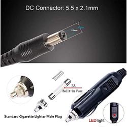 Fochutech 12V Portable Cigarette Lighter Male Plug Charger DC Power Supply Power Cord (Plug for Double Seated)