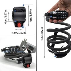 Bike Lock Cable 6 Feet Bike Security Chain Lock with Combination Code Keyless Anti Theft Resettable Password 5 Digit Hardness Mounting Bracket Steel Lock for Bike Bicycle Motorcycle Door Gate Outdoor