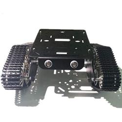 SZDoit Black T300 Robot Tracked Car for Arduino/Raspberry pi, Remote Control Metal Tank Chassis with Motor Track/Trail, DIY RC ROS Learning Kit Clawler Caterpillar, Smart Robotic Platform