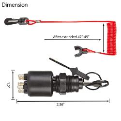KALANBAY 175974 5005801 Ignition Switch & Key Assembly with Safety Lanyard, Fits for OMC Johnson Evinrude 40-200HP Outboard Motor