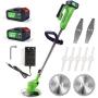 Cordless Grass Trimmer Lawn Mower, BONSBOR Electric Handheld String Strimmer Powered by 18V Lithium-ion Battery, 2 Battery, 2 Blades, 1000W Motor (Lawn Mower)