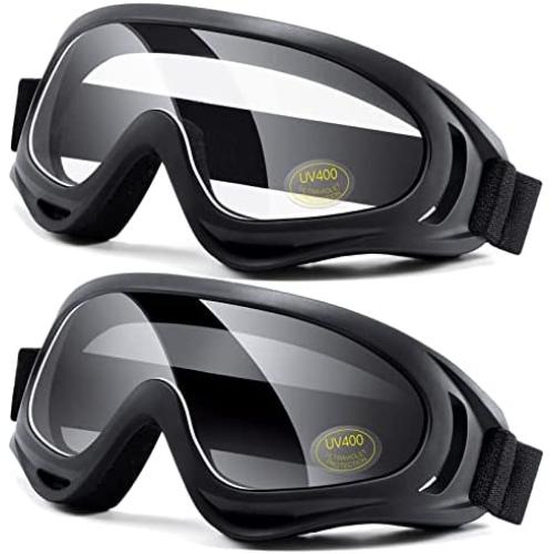 LOEO Motorcycle Goggles 2 Pack-ATV Dustproof Dirt Bike Goggles for Ski Racing Riding, Off Road Waterproof Motocross Goggles