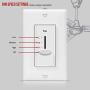 ENERLITES 3 Speed Decora in Wall Ceiling Fan Control, Slide Switch, 120VAC, 2.5A, Single-Pole, Neutral Wire NOT Required, 17000-F3-W2P, White, 2 Pack