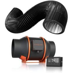 6 Inch Inline Fan and 6 Inch 25 Feet Black Ducting