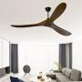 CLUGOJ Ceiling Fan, Outdoor Ceiling Fan with Remote Control 60 Modern Ceiling Fan with 3 Wood Dark Walnut Blades Noiseless Energy Efficient DC Motor and Matte Black