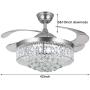 Ventilateurs de plafond en cristal avec lumière, 106 cm (42 pouces) LED 3 couleurs télécommande pales rétractables invisibles kits de plafonniers avec ventilateurs pour décorer salon chambre Ventilateurs de plafond en cristal avec lumière, 106 cm (42 pouces) LED 3 couleurs télécommande pales rétractables invisibles kits de plafonniers avec ventilateurs pour décorer salon chambre