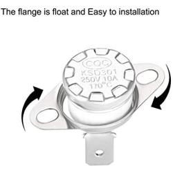 uxcell KSD301 Thermostat 170°C/338°F 10A Normally Closed N.C Adjust Snap Disc Temperature Switch for Microwave,Oven,Coffee Maker 5pcs
