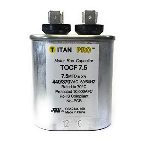 Motor Run Capacitor, 7.5 MFD, 2-3/4 in. H