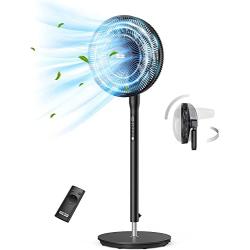 Paris Rhône Fans for Home Bedroom, Quiet Pedestal Floor Fan with Remote, Turbo&12 Speed Levels, 120° Oscillating, DC Motor Fan with 7 Blades, 8H Timer, Sleep Mode, Adjustable Height up to 46.8