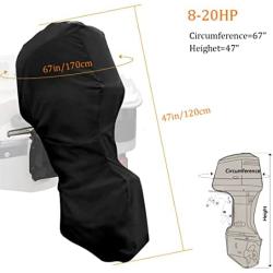 Softclub Outboard Motor Cover 8-20 HP, Full Outboard Engine Cover, Black 600D Waterproof Boat Motor Hood Cover