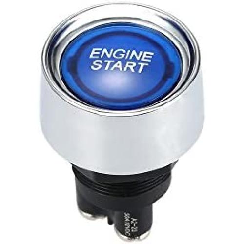 Start Switch 12v DC 50A Blue Car Start Engine Button Stater，Jtron Push Button Light Switch Push Start Ignition Switch for Racing SPST(ON)-Off Momentary (Blue)