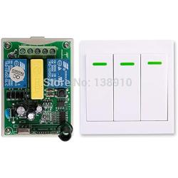 Calvas AC220V 2CH 10A Radio Controller Motor Positive &negative RF Wireless Remote Control Switch Receiver +wall Panel Sticky Remote