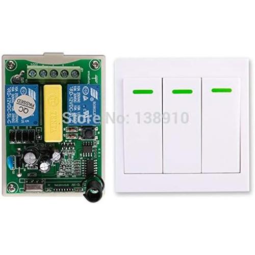 Calvas AC220V 2CH 10A Radio Controller Motor Positive &negative RF Wireless Remote Control Switch Receiver +wall Panel Sticky Remote