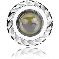 Keenso Motorcycle High/Low Beam LED Projector Lens Dual Angel Devil Eye Head Lamp Cyclone Type(Blue & Red)