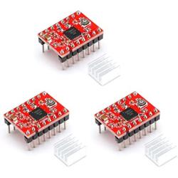 WWZMDiB 3pcs A4988 Stepstick Stepper Motor Driver Module with Heat Sink for 3D Printer Reprap Suitable for Mendel Huxley Arduino