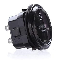 DEALPEAK 12V 24V 36V Hour Meter/Tachometer 2 Round Waterproof Gauge for Marine Boat Tractor Engine
