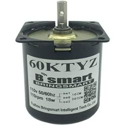 Bringsmart 60ktyz 15rpm Ac Motor Low Noise Gearbox Electric Motor Barbecue High Torque Low Speed 110V Synchronous AC Reduction Motor (110V 15rpm)