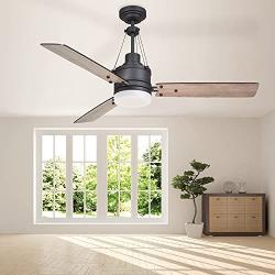 Noble Home LED Ceiling Fan with Remote, 54 Inch | Contemporary Design with Removable Light Kit and 3 Reversible Blades | Dimmable Indoor Fixture with Quiet Motor, Graphite