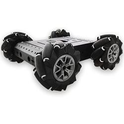 4WD Omni-Directinal Smart Robot Car Chassis with 96mm Mecanum Wheel & DC Motors, RC Aluminum Alloy Frame DIY Steam Platform for Raspberry Pie ROS Python Arduino Uno R3 Ai Coding Program Learning