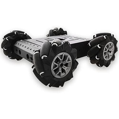 4WD Omni-Directinal Smart Robot Car Chassis with 96mm Mecanum Wheel & DC Motors, RC Aluminum Alloy Frame DIY Steam Platform for Raspberry Pie ROS Python Arduino Uno R3 Ai Coding Program Learning