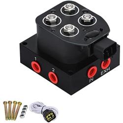 PTNHZ Universal 1/4 NPT 0-200Psi 12V Control Air Bag Suspension 2Corner Block Manifold Solenoid Valve For Auto Motorcycle