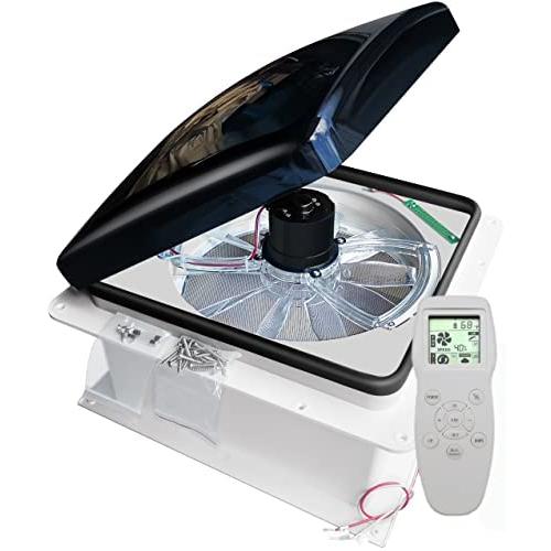 RVLOVENT RV Roof Vent 12V Fan Remote Control Ventilation 14 10 Speed Reversible Camper Van (Smoke)