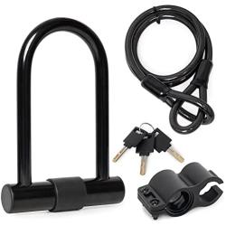 Olywan 4FT Bike U Lock Combination Heavy Duty Anti-Theft Secure Lock with Security Cable Includes Mounting Bracket for Motorcycle Mountain Electric Folding Bike Garage Fence Gate