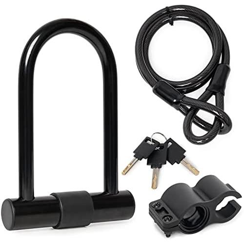 Olywan 4FT Bike U Lock Combination Heavy Duty Anti-Theft Secure Lock with Security Cable Includes Mounting Bracket for Motorcycle Mountain Electric Folding Bike Garage Fence Gate
