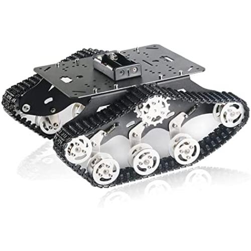 Professional TS300 Shock Absorption Robot Tank Chassis with Suspension Supporting Holder for Arduino Raspberry pie, RC Tracked Model with 2pcs DC Encoder Motor by Remote Control Monitor STEAM Teaching