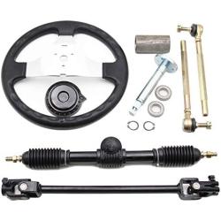PRO BAT 300mm Steering Wheel Steel Kit 320mm Gear Rack Pinion Adjustable Shaft Set Replacement for Go Kart Go Cart ATV UTV 110cc 125cc 140cc 150cc