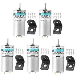 XD25GA370 DC Gear Motor 24V Micro Motor Driver Low Speed CW CCW Permanent Magnet + Bracket Sport Control for Electrical Tools DIY(20rpm/min)