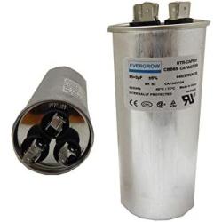 EverGrow 55+5 MFD uf 370 or 440 Volt VAC Round Dual Run Capacitor for Air Conditioner or Heat Pump Condenser - 55/5 Microfarad - Runs AC Motor and Fan (CAP-DUAL -169)