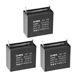 uxcell Ceiling Fan Capacitor CBB61 8uF 450V AC Single Insert Metalized Polypropylene Film Capacitors 47x23x41mm for Water Pump Motor Generator, Pack of 3