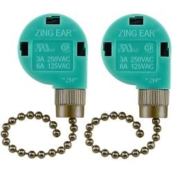 2 Pack Dotlite Ceiling Fan Switch UL Listed 3 Speed 4 Wire Pull Chain Switch Cord ZE-268S6 Appliances Speed Control Switcher Replacement Parts Compatible with Ceiling Fans Wall Lamps (Bronze)