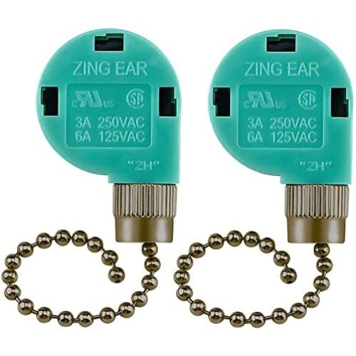 2 Pack Dotlite Ceiling Fan Switch UL Listed 3 Speed 4 Wire Pull Chain Switch Cord ZE-268S6 Appliances Speed Control Switcher Replacement Parts Compatible with Ceiling Fans Wall Lamps (Bronze)