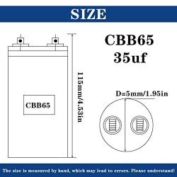 Tnisesm 35uF CBB65 Capacitor MFD 370V 450VAC Motor Running for Air Conditioner 50/60Hz for AC Motor Run or Fan Start and Cool or Heat Pump Air Conditione