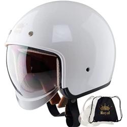 Royal M139 Open Face Motorcycle Helmet - Multi Size & Colors & Replacement Visor | Retro - Elegant Design | Classic Style for Adult Women - Men | Anti-Scratch Visor | DOT Approved(Gloss White, S)