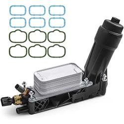 MOSTPLUS Engine Oil Cooler Filter Housing Adapter Assembly 5184294AE Compatible with 2011 2012 2013 Dodge Jeep Chrysler Ram 3.6L V6 Engine