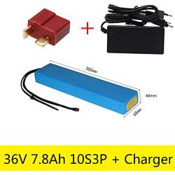 Wnicek 36V 7.8Ah 10S 3P E-Bike Lithium Battery Waterproof PVC Battery Pack Used for Motors Within 750W for Electric Scooters Electric Bicycles Electric Tools with BMS + Charger