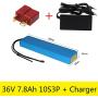 Wnicek 36V 7.8Ah 10S 3P E-Bike Lithium Battery Waterproof PVC Battery Pack Used for Motors Within 750W for Electric Scooters Electric Bicycles Electric Tools with BMS + Charger