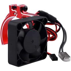 AllinRC Aluminum Heat Sink Cooling Fan with Thermal Sensor Clamp Heatsink for 42mm Diameter Motors fit 4268 4274 Brushless Motor (Red)