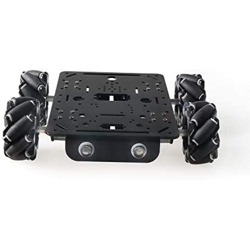 Premium 4WD Smart Mecanum Wheel Car Chassis for Arduino / Raspberry pi, ROS Metal Robot Platform with 80mm Mecanum Omni Wheel & DC Motor with Encoder, DIY Smart RC Robot Car Chassis DIY Learning Kit