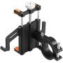 Motoforti Motorcycle Handlebar Cell Phone Holder 360° Rotatable Aluminum Alloy Phone Clip for ATV Scooter for Most 3.5-7 Inch Smartphones Black Orange