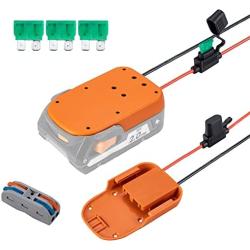 Power Wheel Adapter for Ridgid AEG 18V Hyper li-ion Battery with Fuse & Wire terminals, Power Connector for Rc Car, 14 Gauge Robotics, Rc Truck, DIY use, Work for Rigid L1815R B1820R L1830R Battery