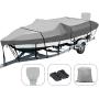 Autolion Trailerable Boat Cover 600D Heavy Duty Waterproof UV All-Weather with Motor Cover(17-19L 96