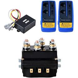 12V 500A Recovery Winch Solenoid HD Contactor Relay and Twin Wireless Remote Control for 8000lbs 12000lbs Rope Line Cable