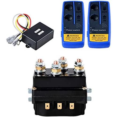 12V 500A Recovery Winch Solenoid HD Contactor Relay and Twin Wireless Remote Control for 8000lbs 12000lbs Rope Line Cable