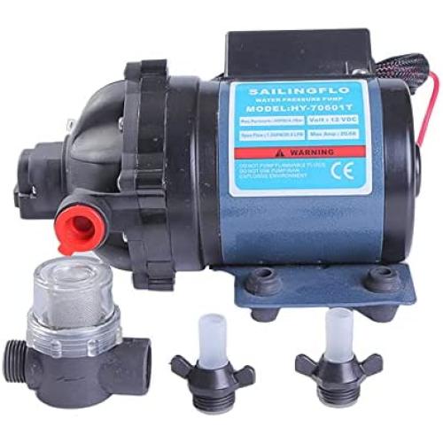 Sailingflo Water Pressure Diaphragm Pump Electric 12 Volt 60 PSI 7 GPM 5 Chamber with 1/2 Inch FNPT Ports Marine RV Boat Yacht Mini Motor