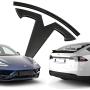 ARKOSKNIGHT Tesia T Logo 3D Badge Replacement Sticker Compatible with Tesia Model 3 X Y S Front Back Trunk T Logo Replace Emblem Stickers Accessories (Bright Black)